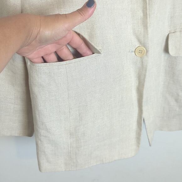 Vintage Irish Linen Button Down Blazer With Pockets Women's Size 10 - Picture 4 of 10